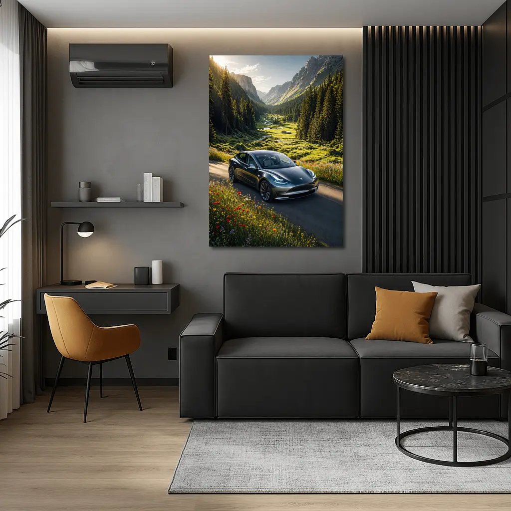 Tesla Model 3 Mountain Valley Road Drive – Wall Art