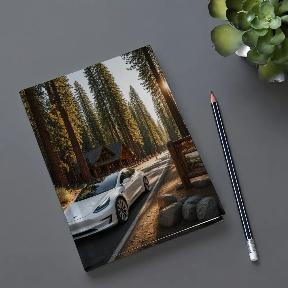 Tesla Model 3 White National Park Forest – Notebooks