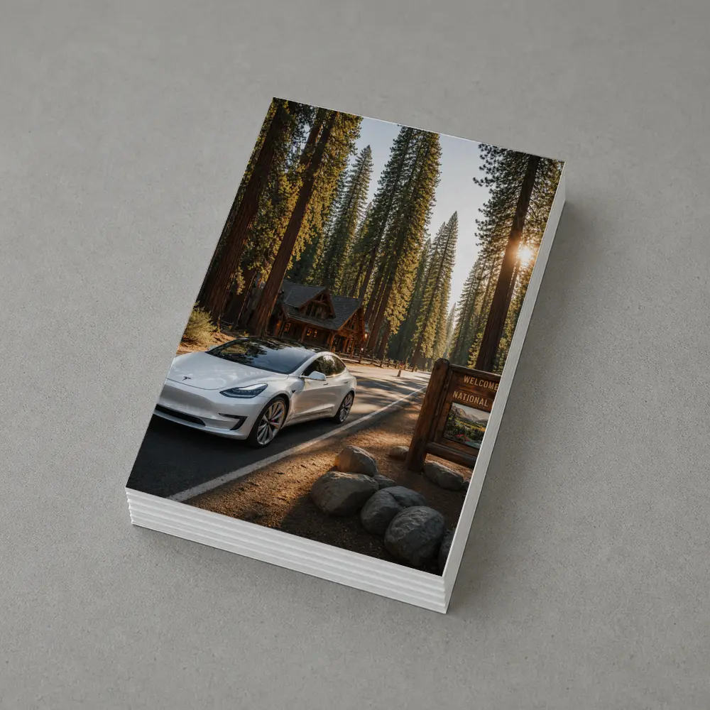 Tesla Model 3 White National Park Forest – Postcards