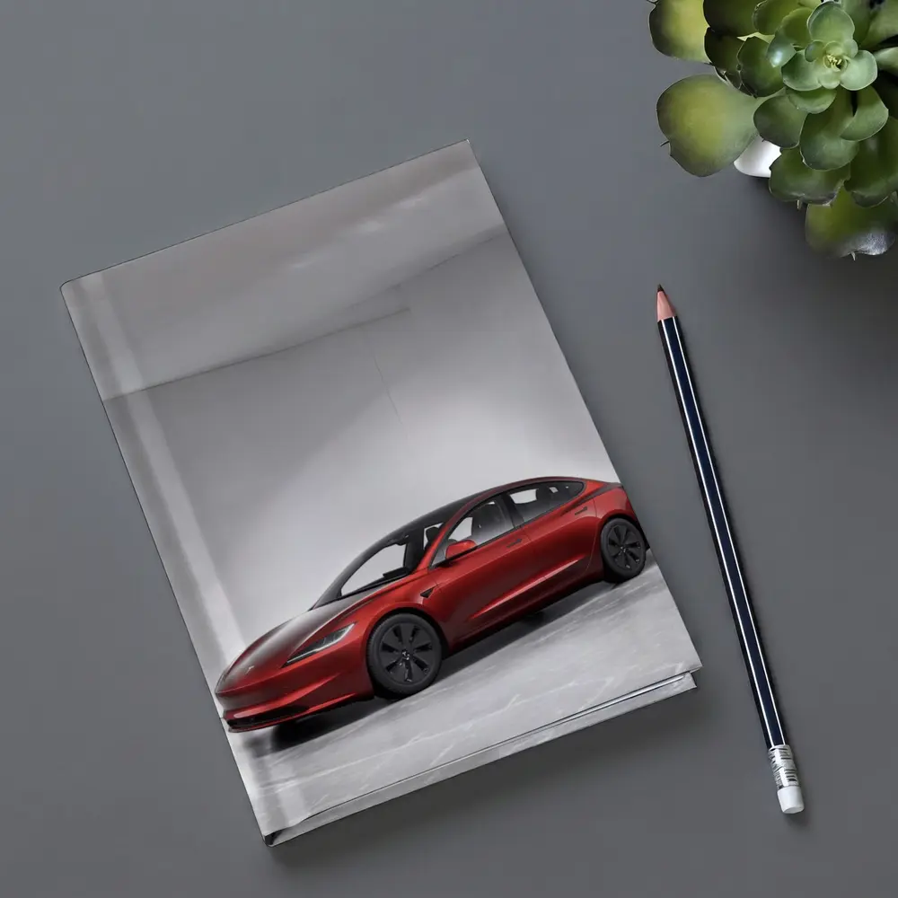 Tesla Model 3 Red Car Studio Background – Notebooks