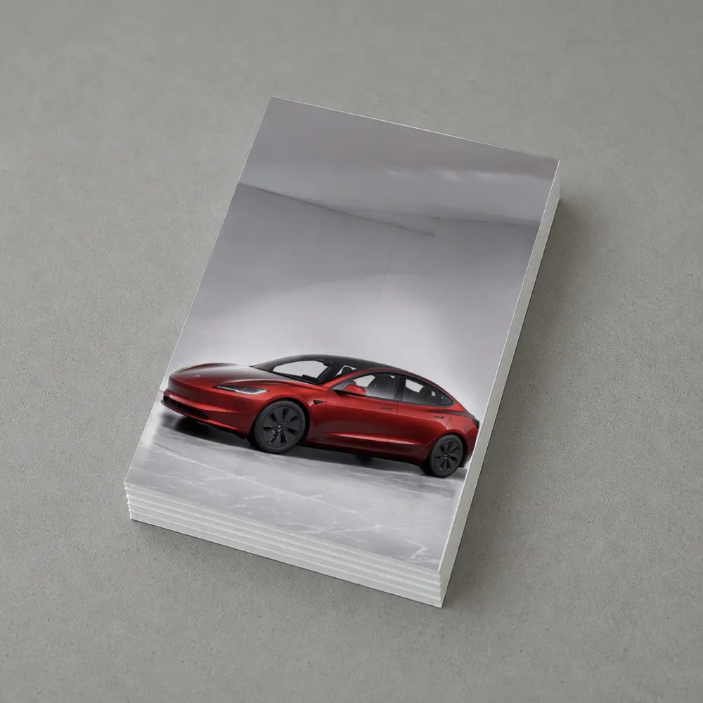 Tesla Model 3 Red Car Studio Background – Postcards