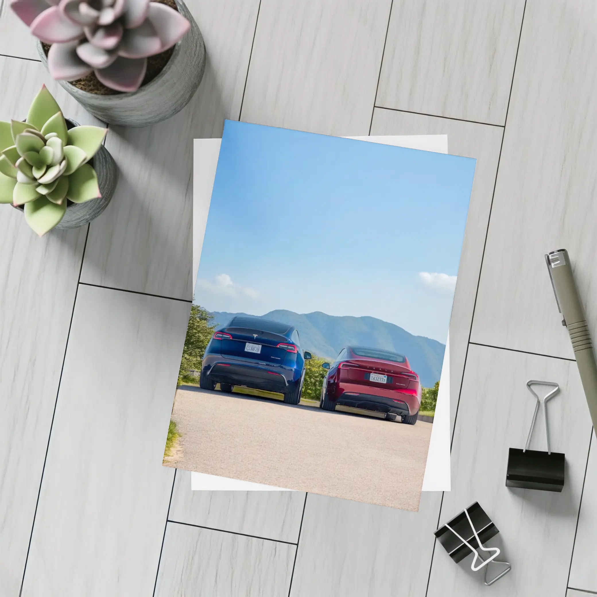 Tesla Model Y Model Three Mountain Road – Postcards