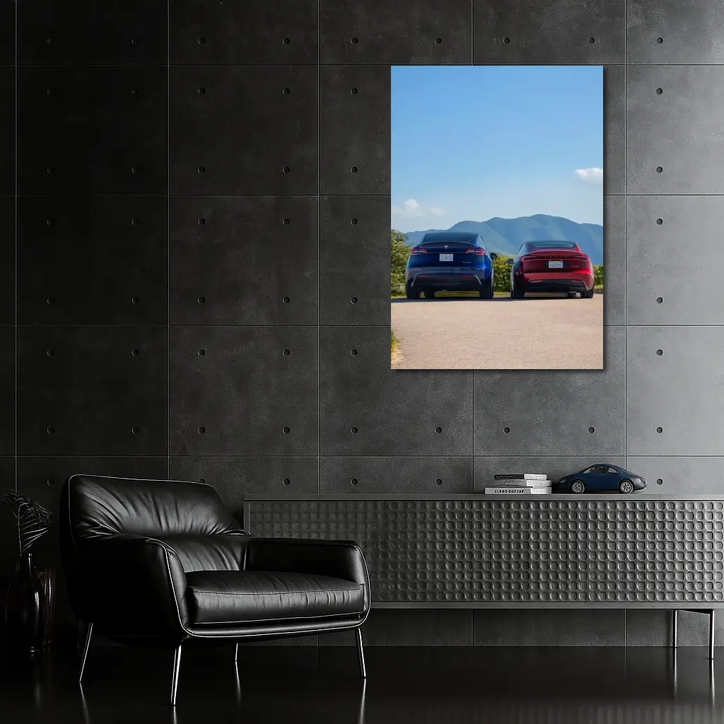 Tesla Model Y Model Three Mountain Road – Wall Art