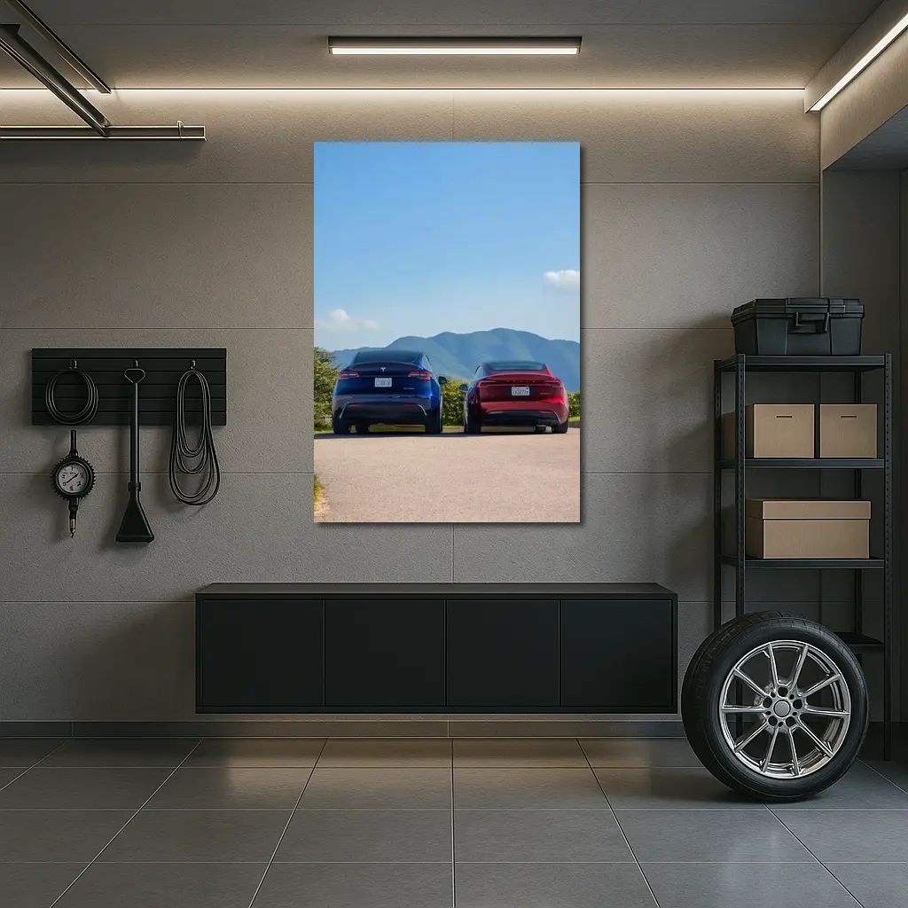 Tesla Model Y Model Three Mountain Road – Wall Art