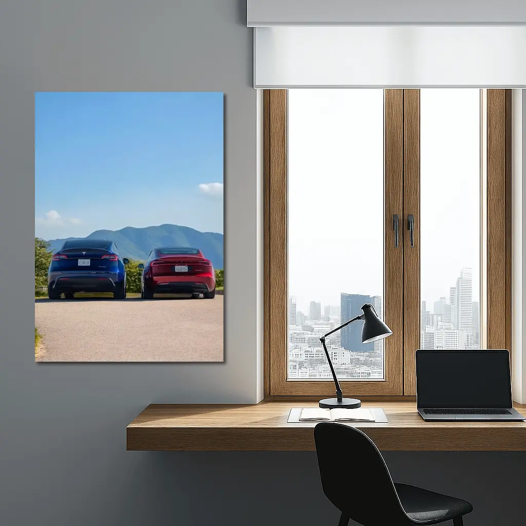 Tesla Model Y Model Three Mountain Road – Wall Art