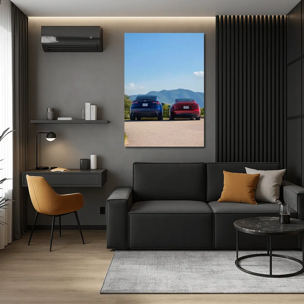 Tesla Model Y Model Three Mountain Road – Wall Art