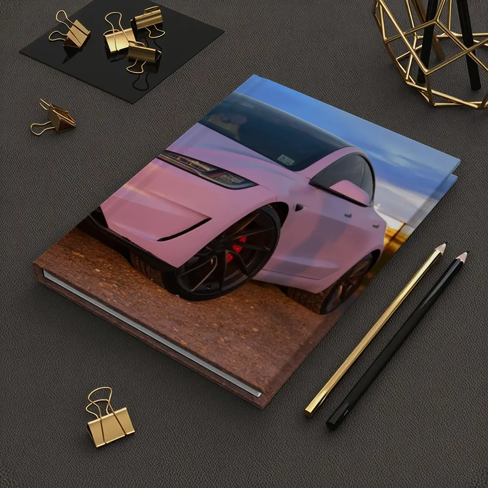 Tesla Model 3 Pink Wrap Sunset Road – Notebooks