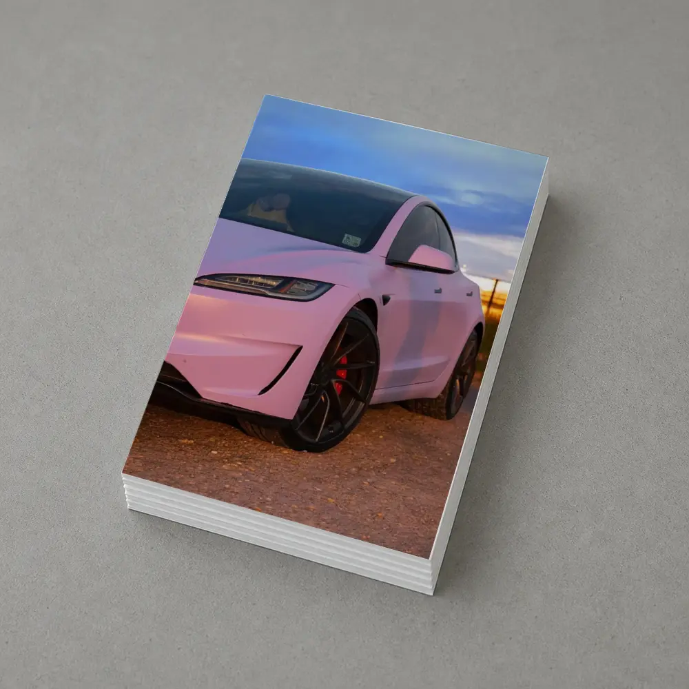 Tesla Model 3 Pink Wrap Sunset Road – Postcards