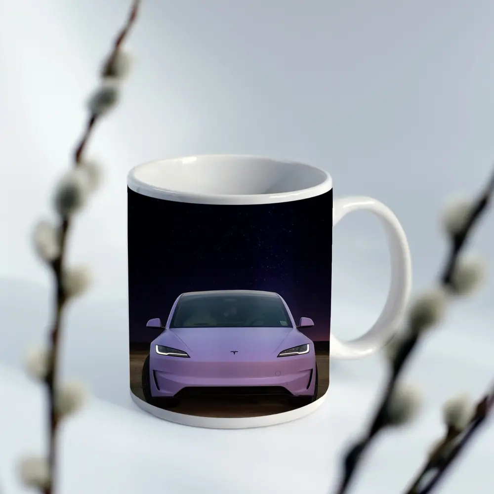 Tesla Model 3 Pink Desert Night Sky – Mugs