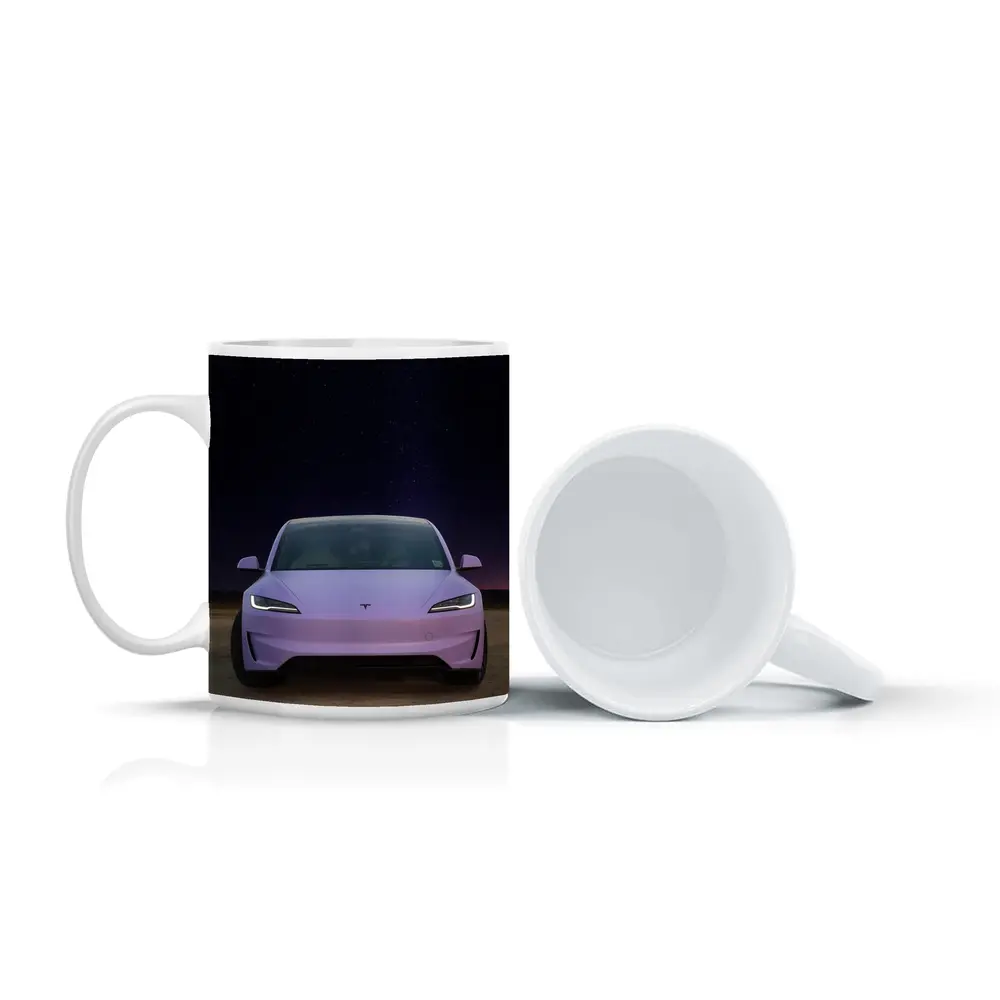 Tesla Model 3 Pink Desert Night Sky – Mugs