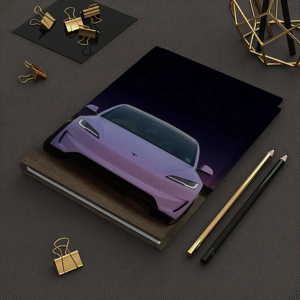 Tesla Model 3 Pink Desert Night Sky – Notebooks