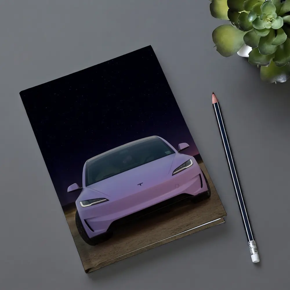 Tesla Model 3 Pink Desert Night Sky – Notebooks