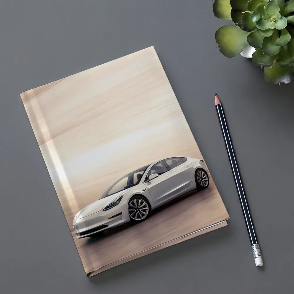 Tesla Model 3 White Speed Blur Background – Notebooks