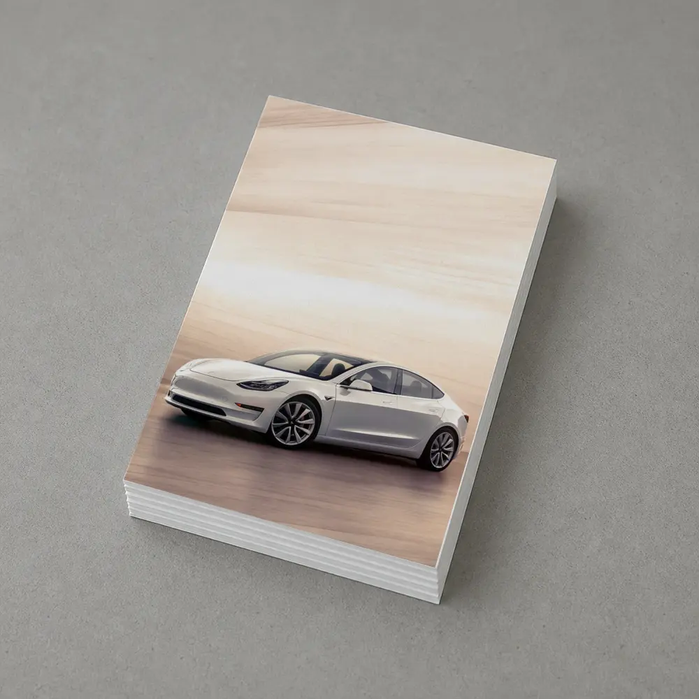 Tesla Model 3 White Speed Blur Background – Postcards