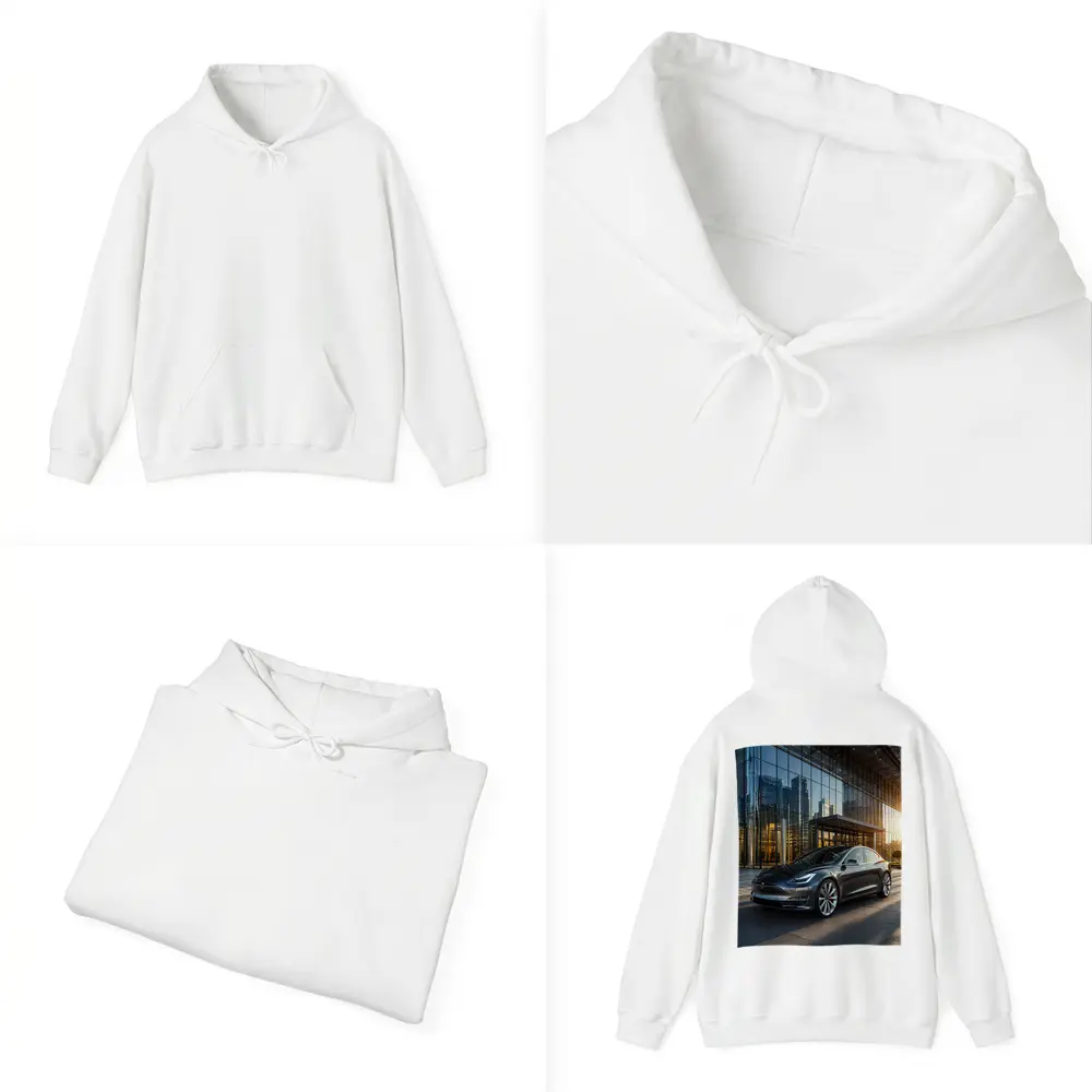Tesla Model S Gray City Glass Building – Hoodies