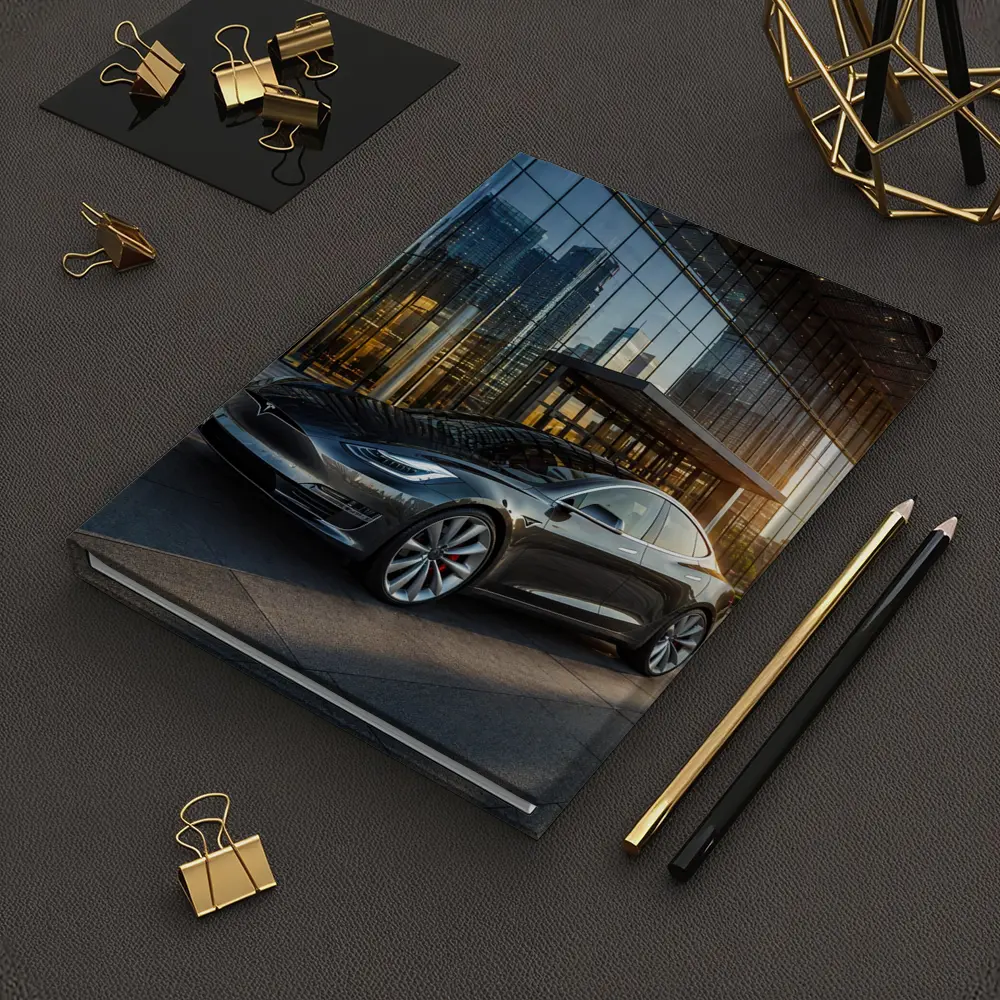 Tesla Model S Gray City Glass Building – Notebooks