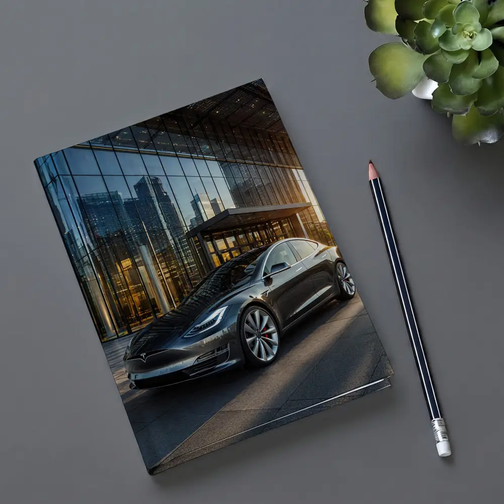 Tesla Model S Gray City Glass Building – Notebooks