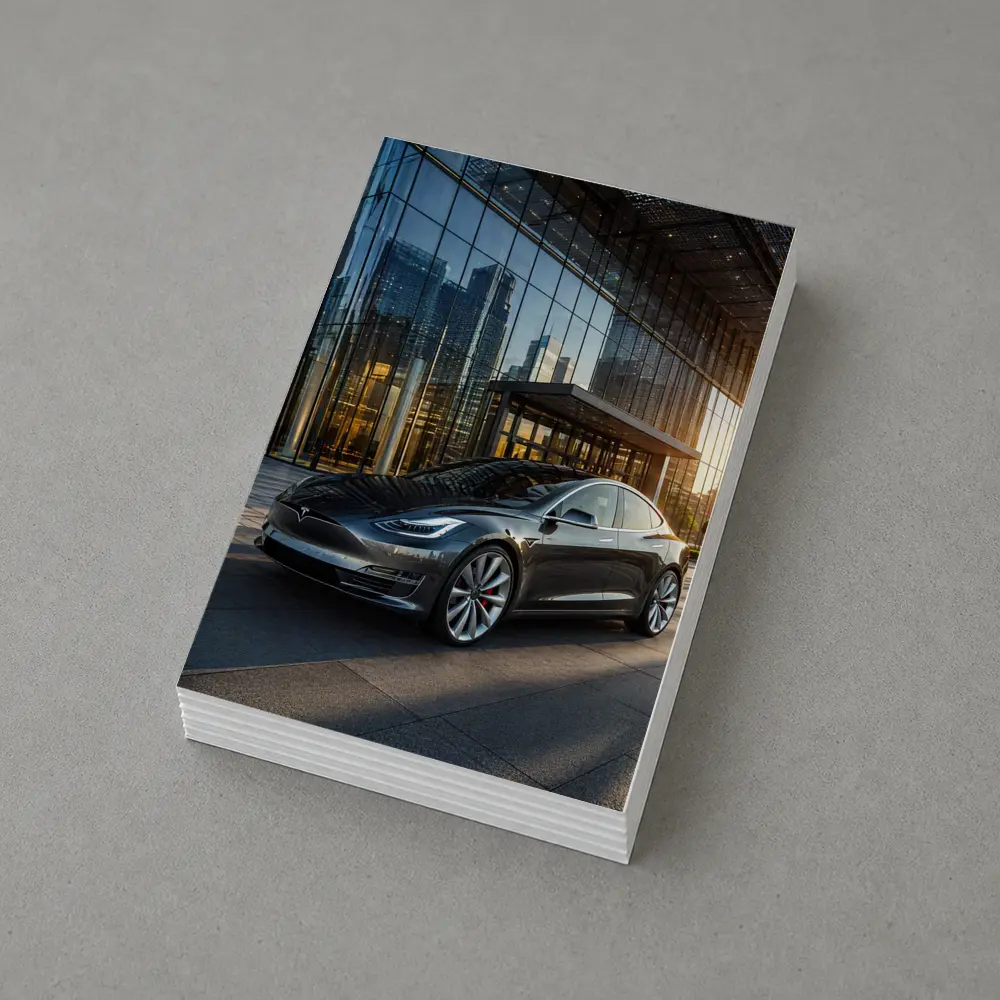 Tesla Model S Gray City Glass Building – Postcards