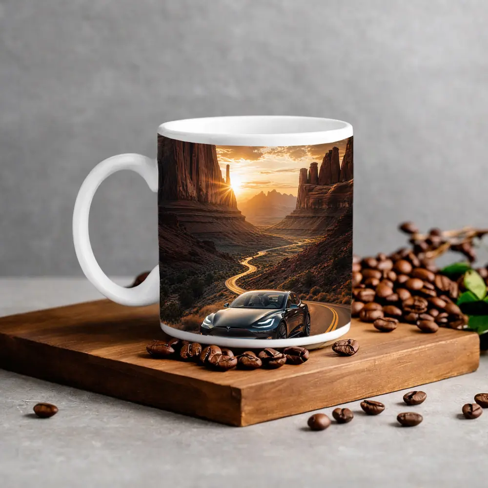 Tesla Model S Desert Canyon Sunset Drive – Mugs