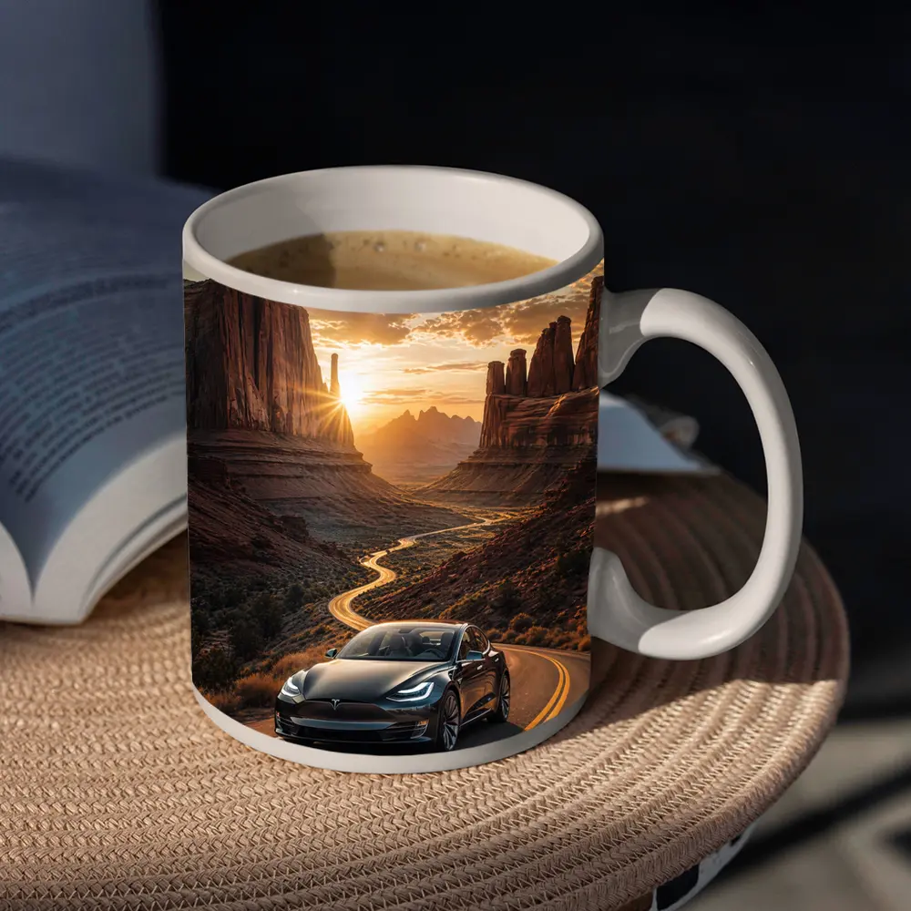 Tesla Model S Desert Canyon Sunset Drive – Mugs