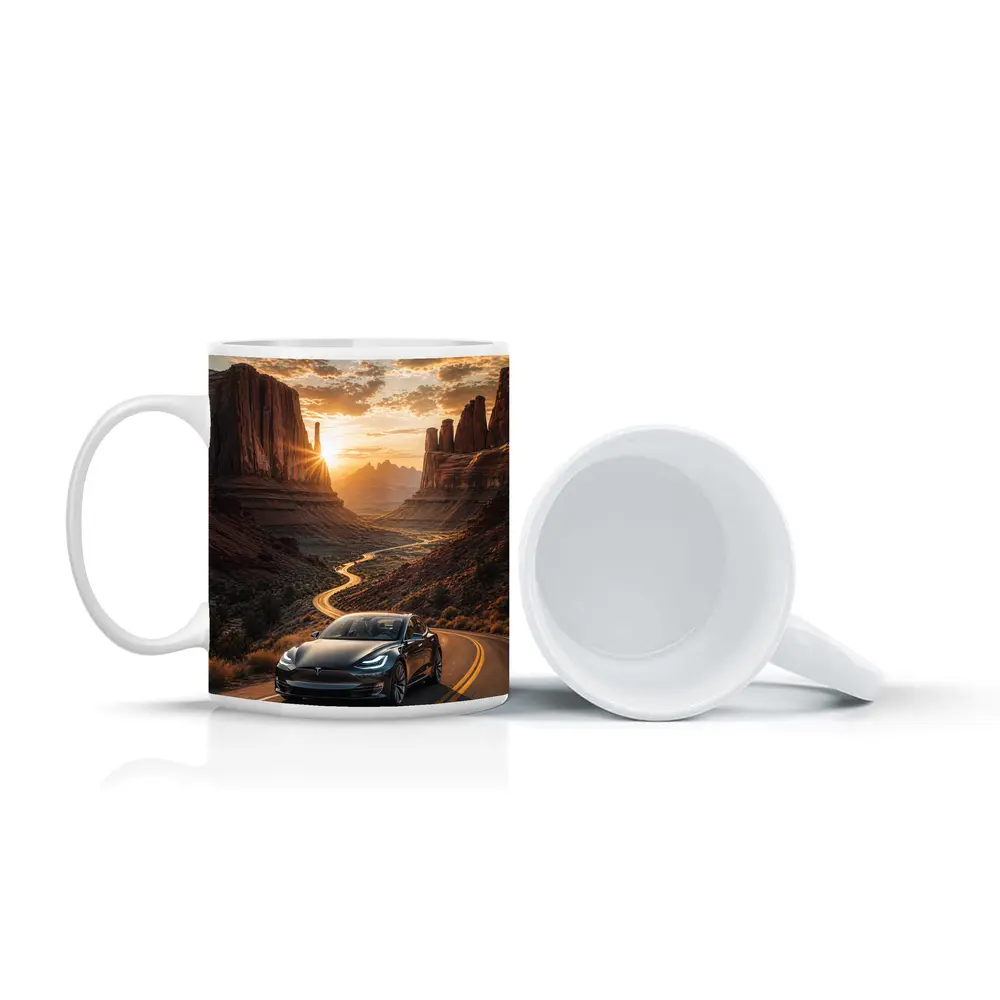 Tesla Model S Desert Canyon Sunset Drive – Mugs