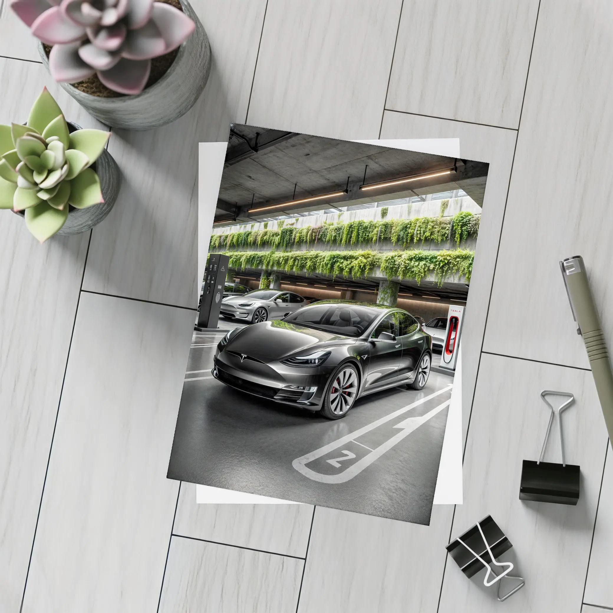 Tesla Model S Black Indoor Supercharger Station – Postcards