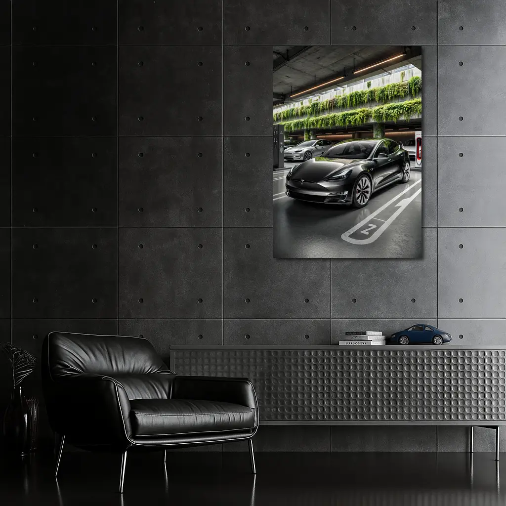 Tesla Model S Black Indoor Supercharger Station – Wall Art