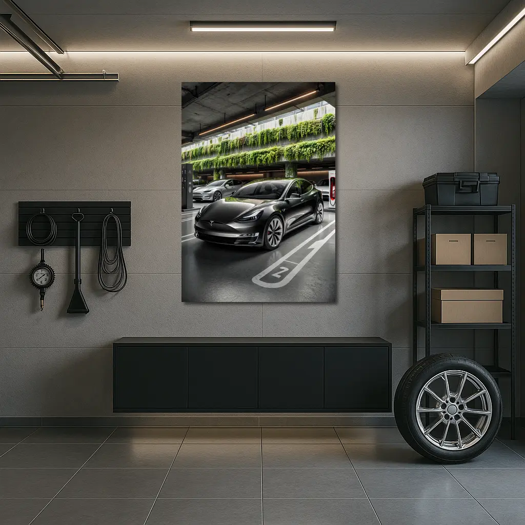 Tesla Model S Black Indoor Supercharger Station – Wall Art