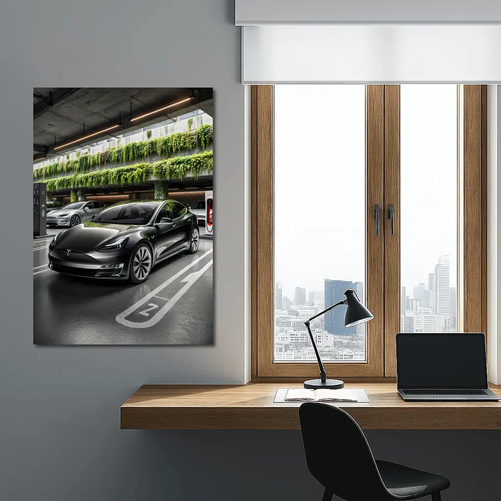 Tesla Model S Black Indoor Supercharger Station – Wall Art
