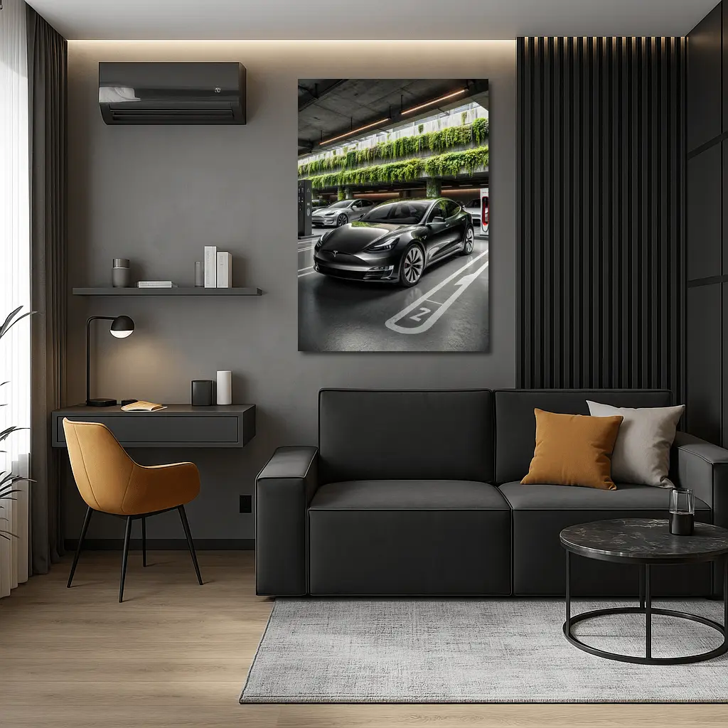 Tesla Model S Black Indoor Supercharger Station – Wall Art
