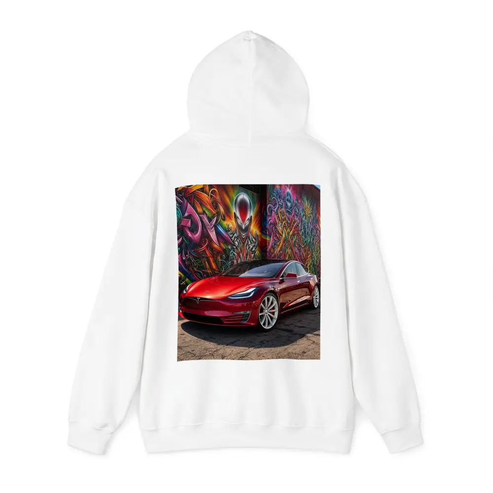 Tesla Model S Red Graffiti Mural Background – Hoodies