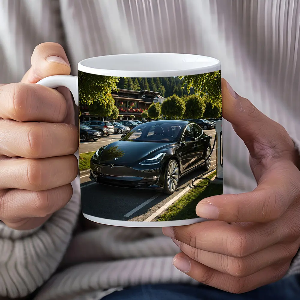 Tesla Model S Charging at Alpine Parking – Mugs