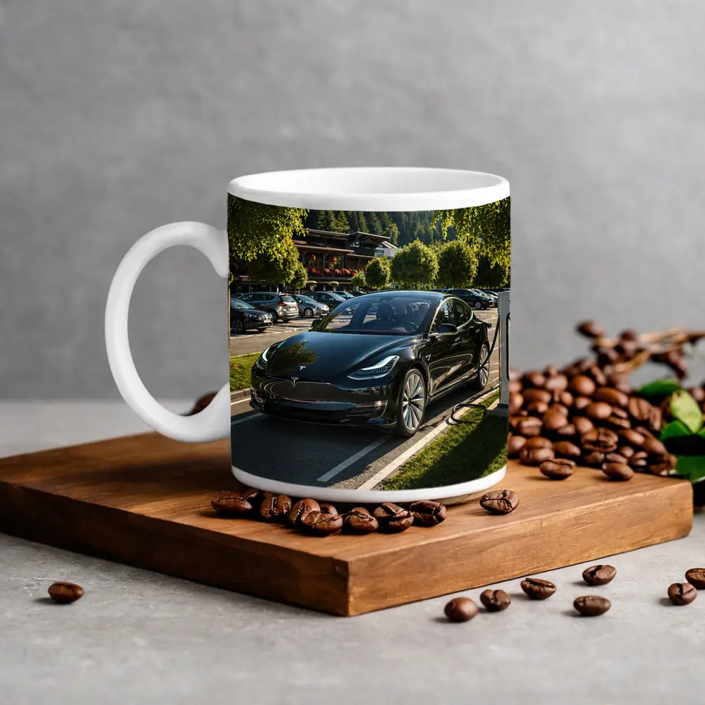 Tesla Model S Charging at Alpine Parking – Mugs