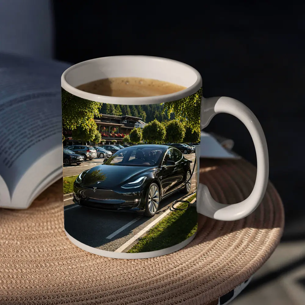 Tesla Model S Charging at Alpine Parking – Mugs