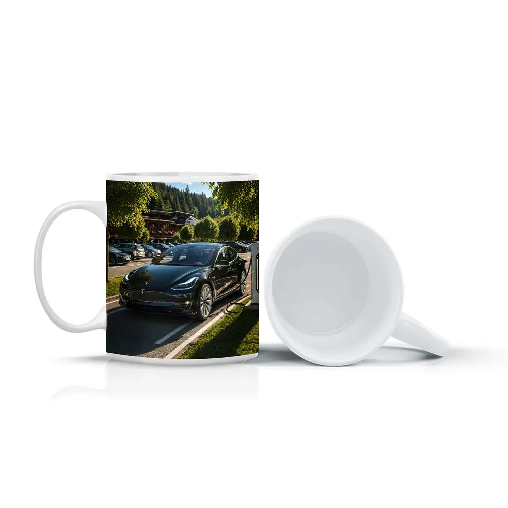 Tesla Model S Charging at Alpine Parking – Mugs
