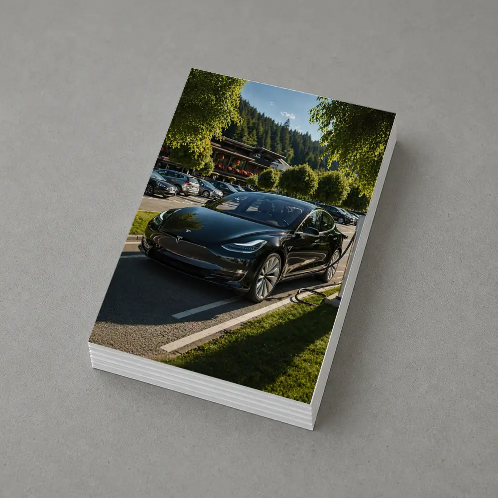 Tesla Model S Charging at Alpine Parking – Postcards