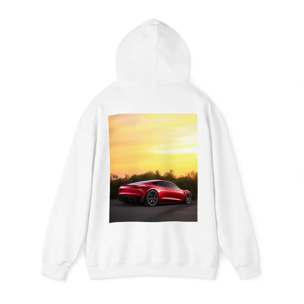 Tesla Roadster Red Car Sunset Sky – Hoodies