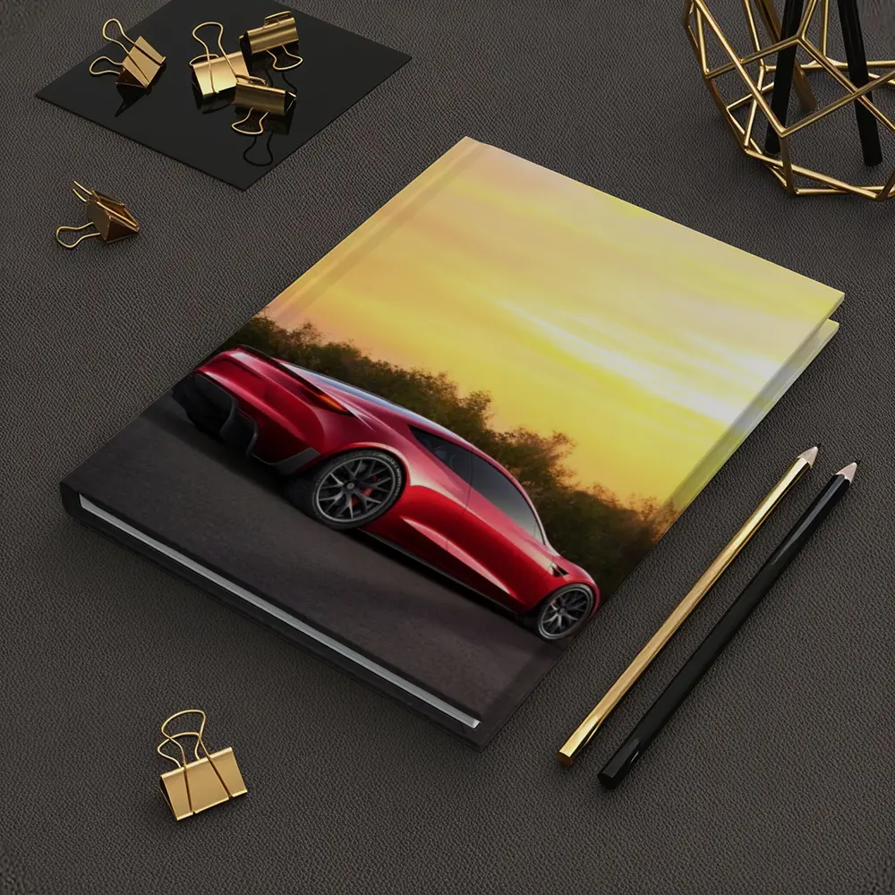 Tesla Roadster Red Car Sunset Sky – Notebooks