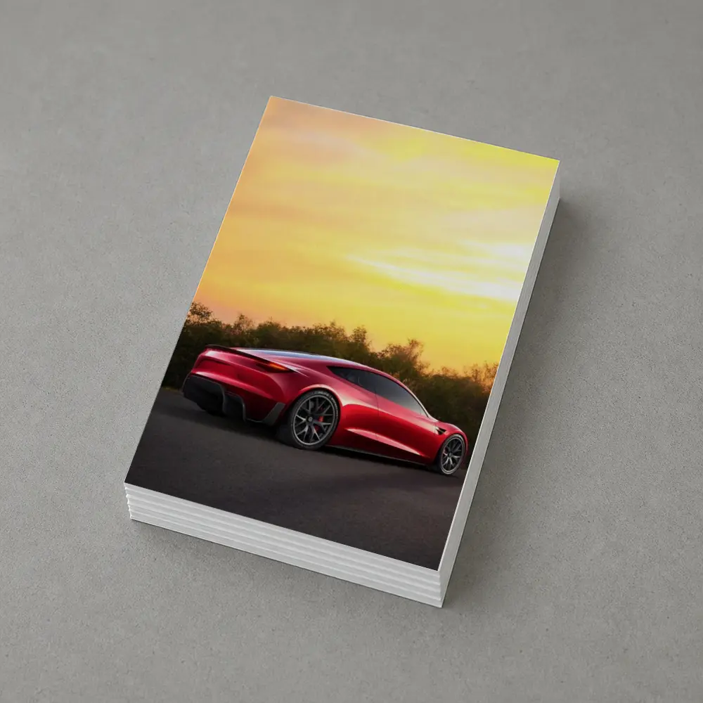 Tesla Roadster Red Car Sunset Sky – Postcards