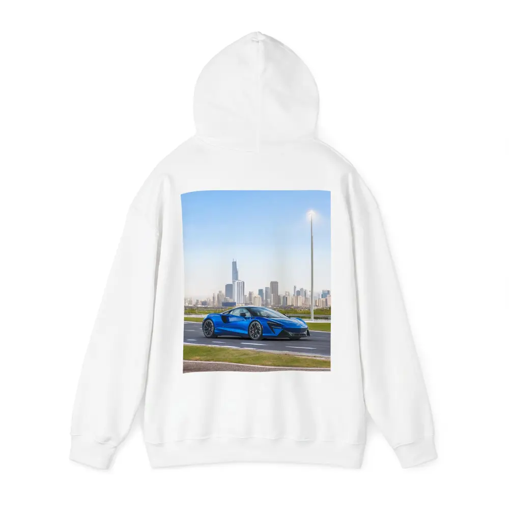 McLaren Artura Blue Supercar City Skyline – Hoodies