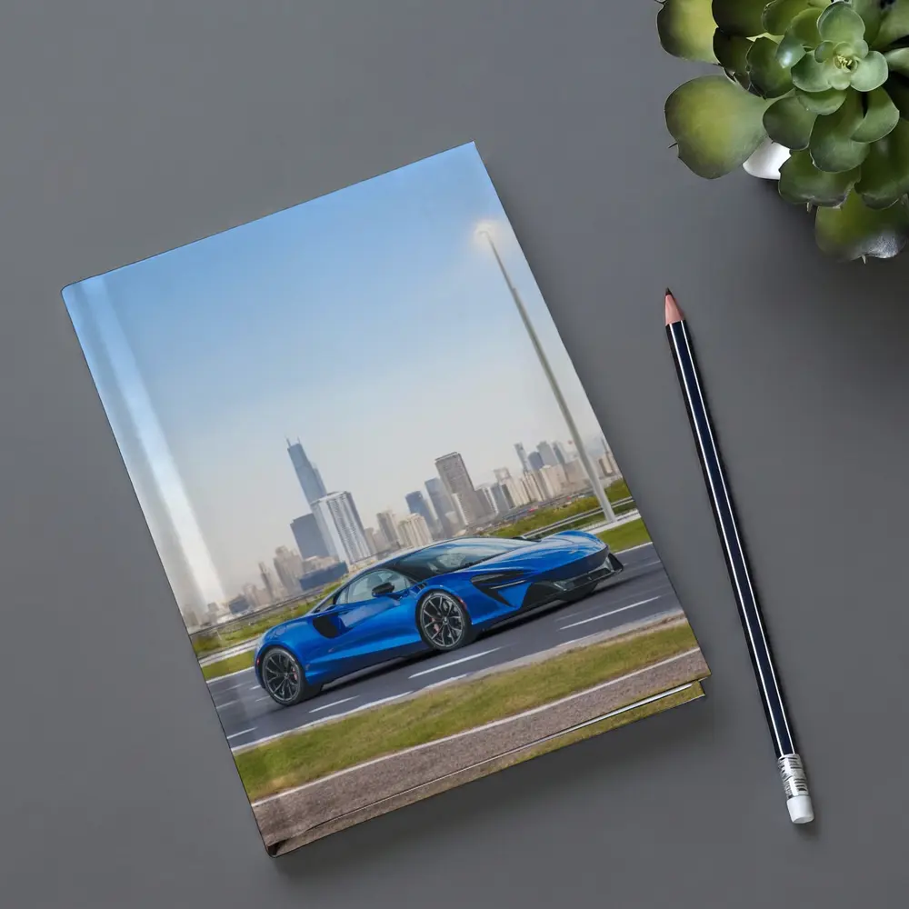 McLaren Artura Blue Supercar City Skyline – Notebooks