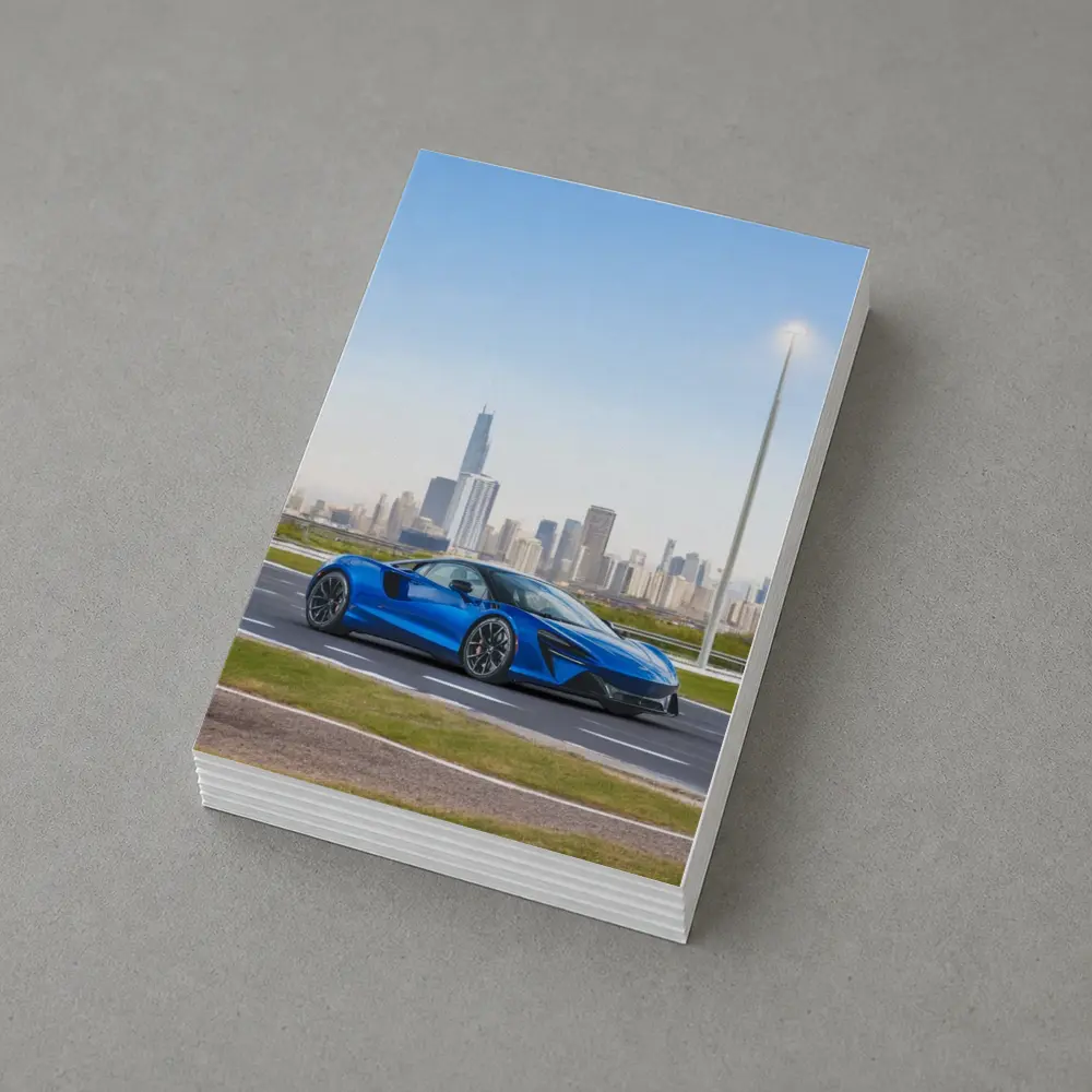 McLaren Artura Blue Supercar City Skyline – Postcards