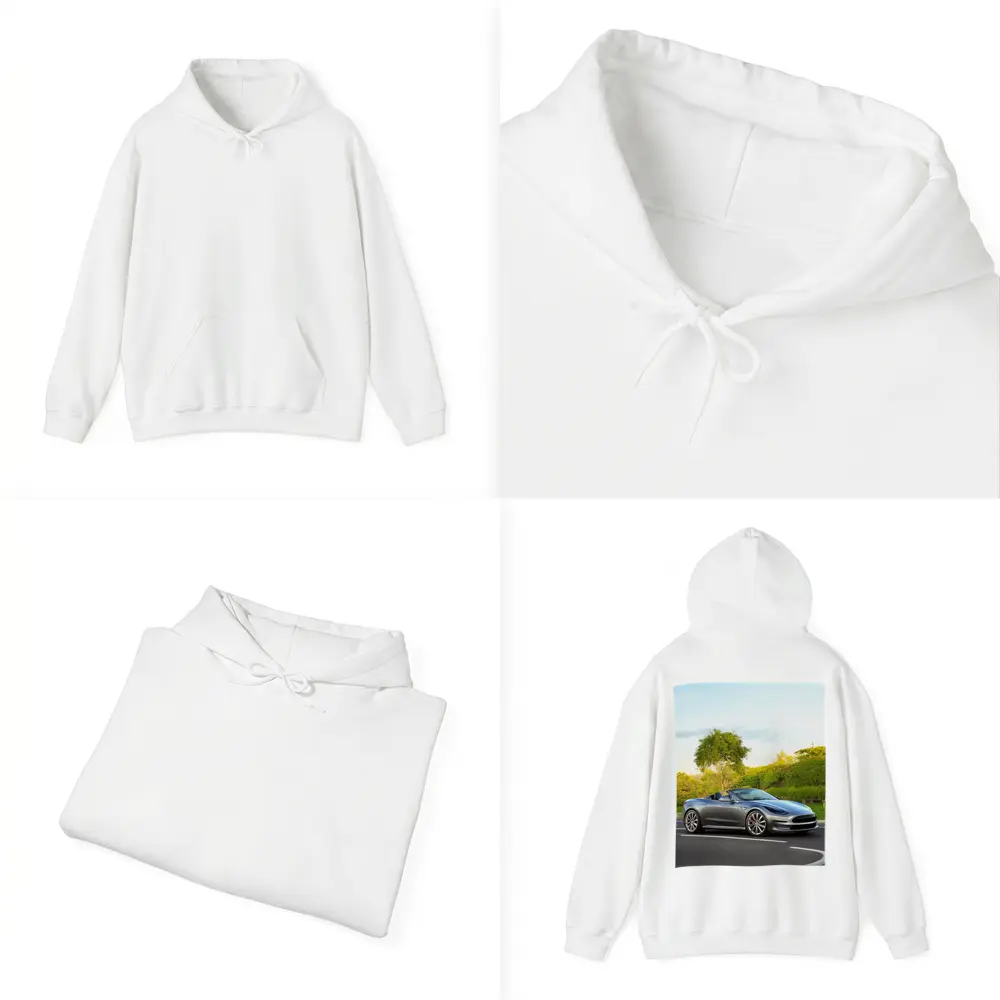 Tesla Roadster Convertible On Curvy Street – Hoodies