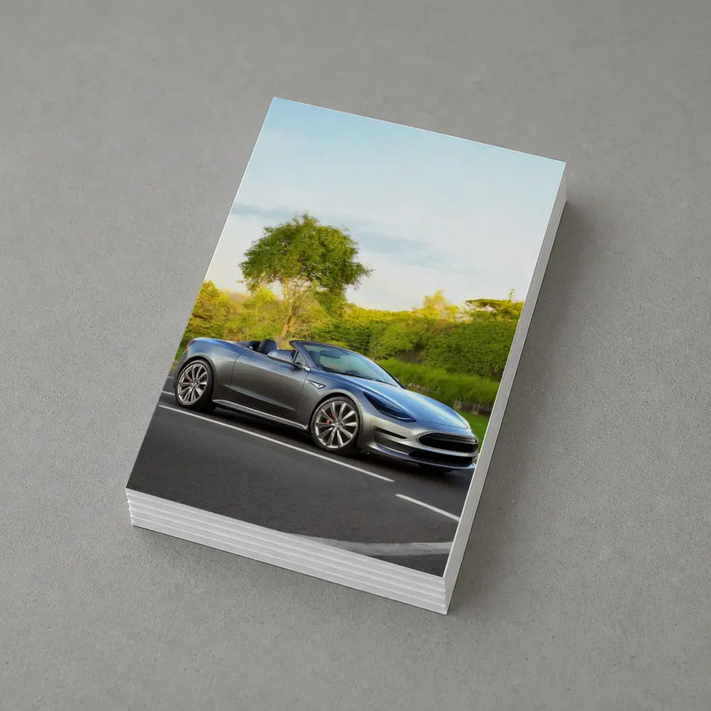 Tesla Roadster Convertible On Curvy Street – Postcards
