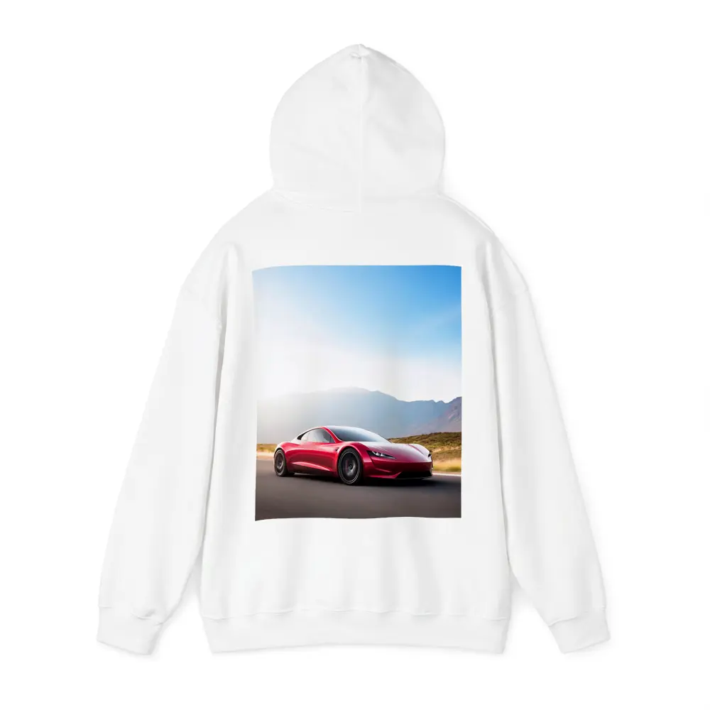 Tesla Roadster Red Sports Car Mountain Road – Hoodies
