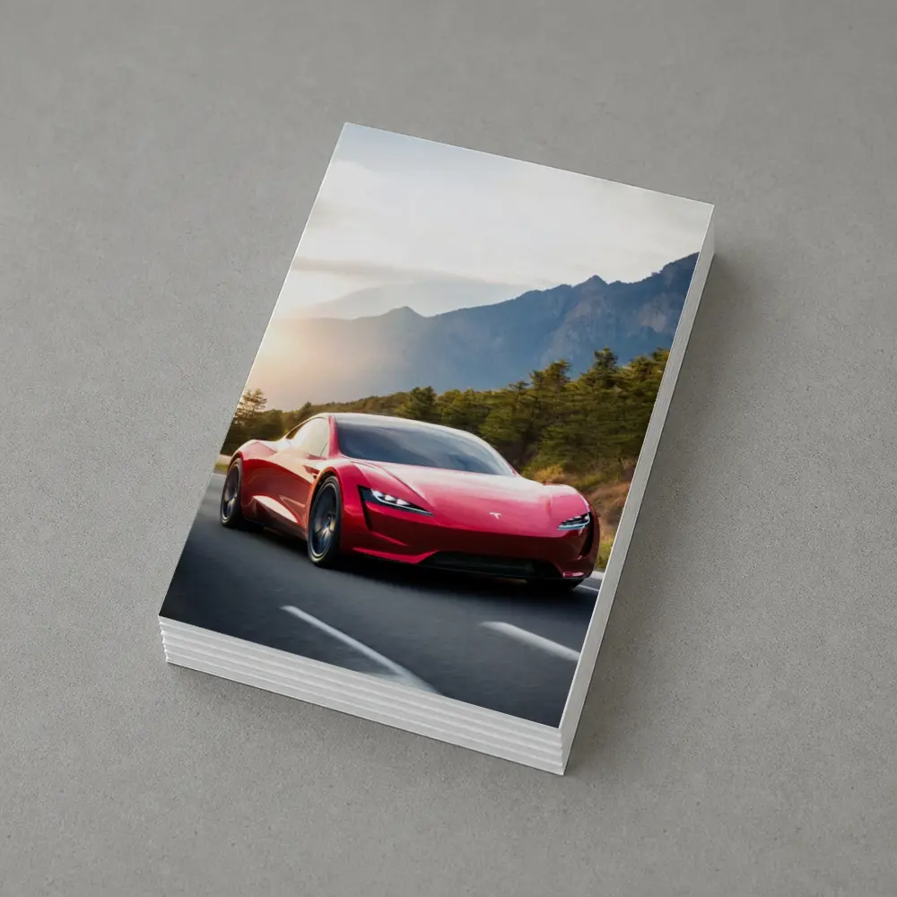 Tesla Roadster Red Sports Car Mountain Road – Postcards