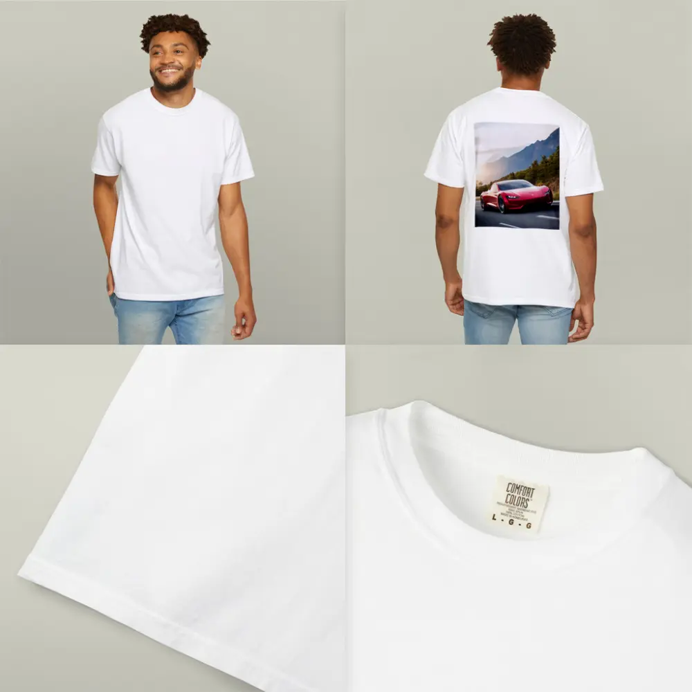 Tesla Roadster Red Sports Car Mountain Road – T-Shirts