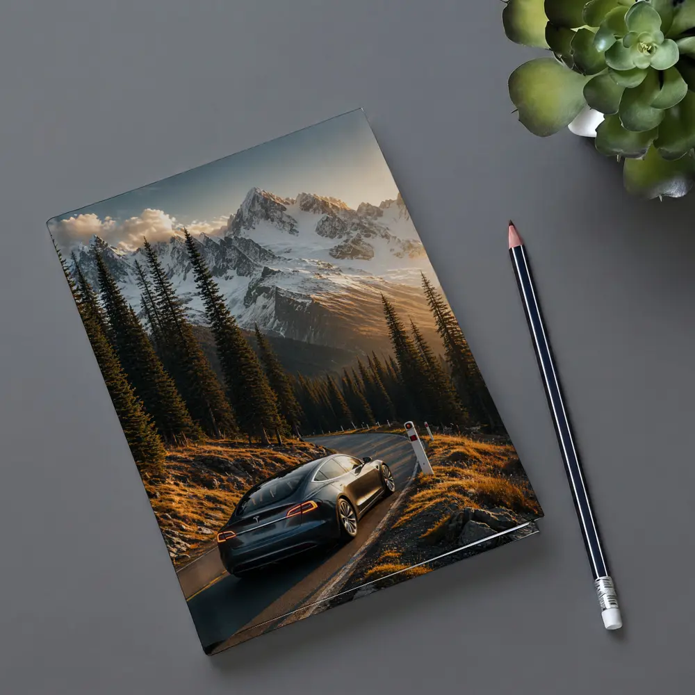 Tesla Model S Mountain Road Sunset Drive – Notebooks