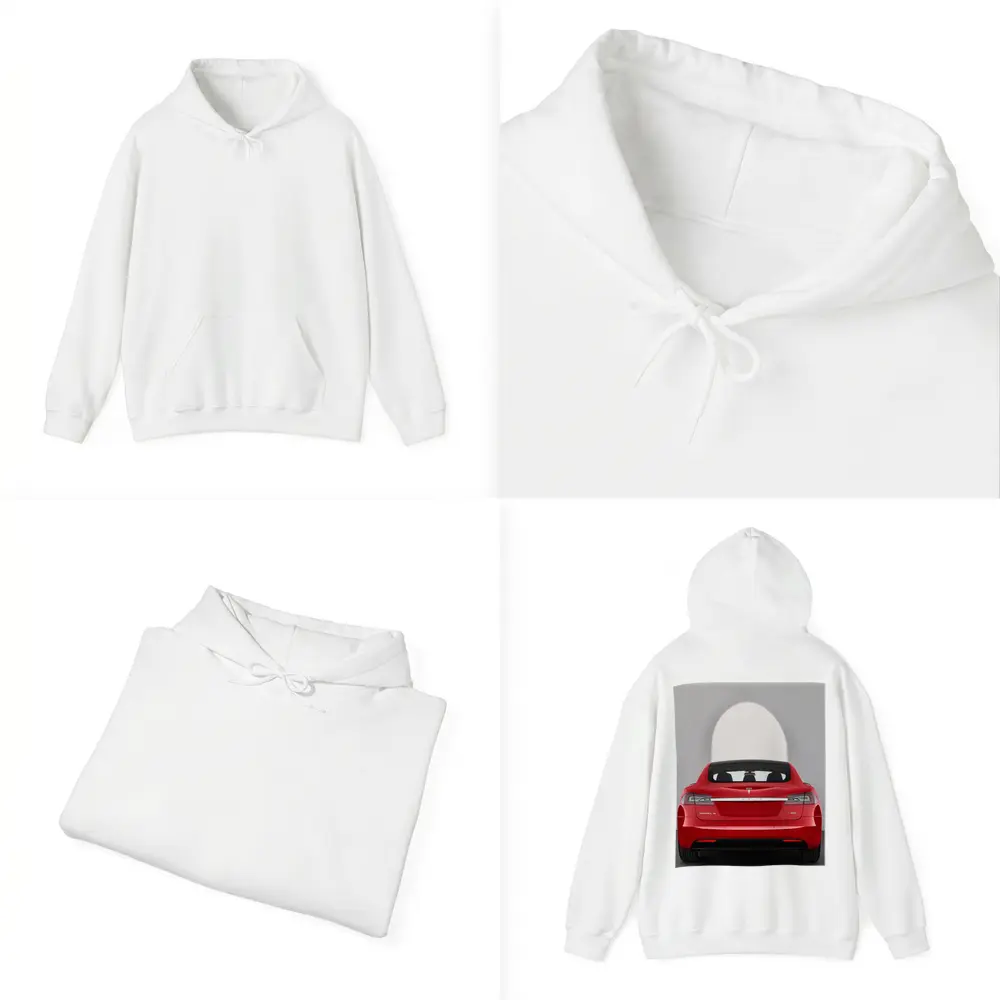 Red Tesla Model S Rear Studio View – Hoodies