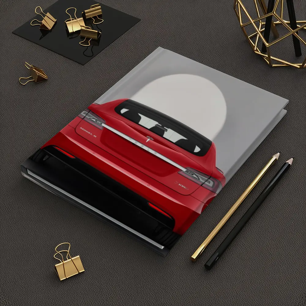 Red Tesla Model S Rear Studio View – Notebooks
